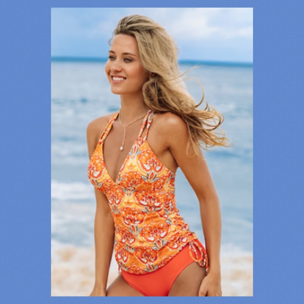Vibrant Orange Paisley Swimsuit.16